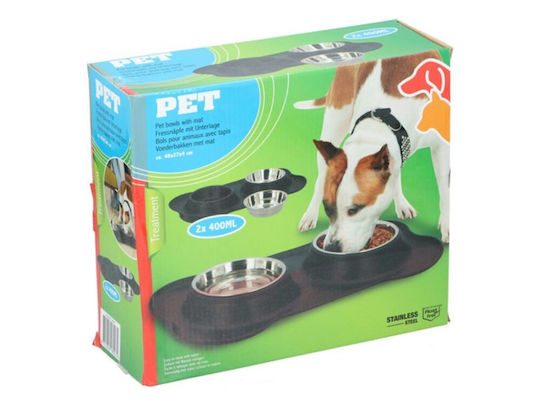 Pet Treatment Пластмаса Хранилка за Куче & Котка 400мл в Черен Цвят