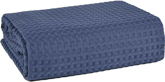 Αιγαίον Κουβέρτα Πικέ King Size 270x240εκ. Μπλε 280GSM