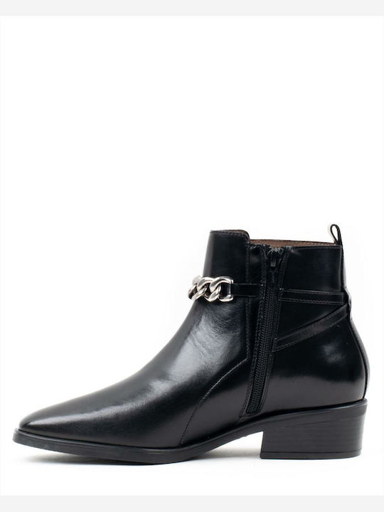 Wonders Leder Damen Knöchelstiefel Schwarz