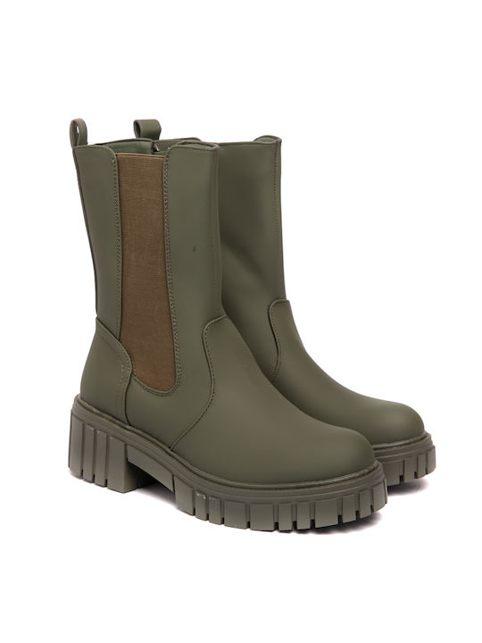 Malesa Damen Chelsea Stiefeletten Khaki