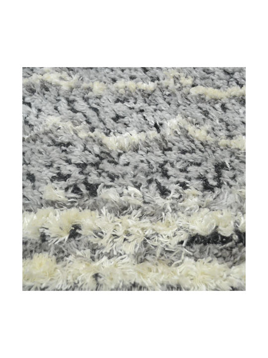 Tribal Rug Rectangular Shaggy Gray