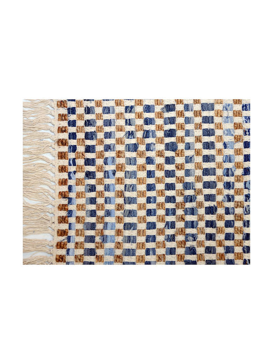 Denim-jute Rug Rectangular from Jute with Fringes Light Blue