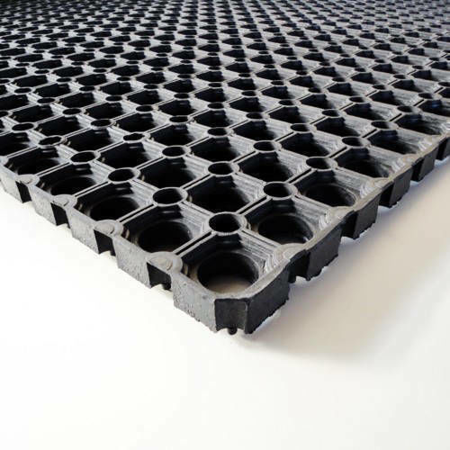 Fußmatte Rutschfest aus Gummi O-ring Schwarz 50x100cm Dicke 22mm