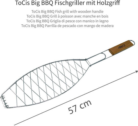 Bbq Διπλή Μεταλλική Σχάρα Ψησίματος για Ψάρια 58x13εκ.