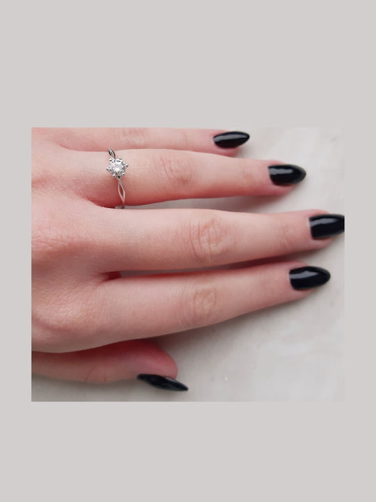 Single Stone Ring From 9K White Gold Single Stone Ring From 9K White Gold