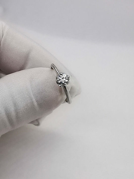 Kosmima1 Einzelner Steine Ring aus Weißgold 14K