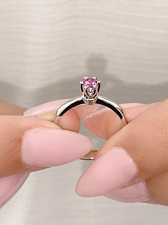 Single Stone Ring in 18K White Gold with Sapphire