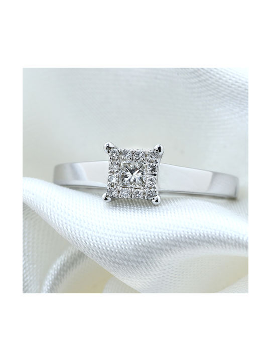 Single Stone from White Gold 18K with Diamond