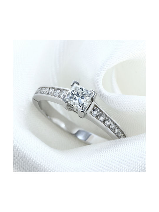 Single Stone from White Gold 18K with Diamond