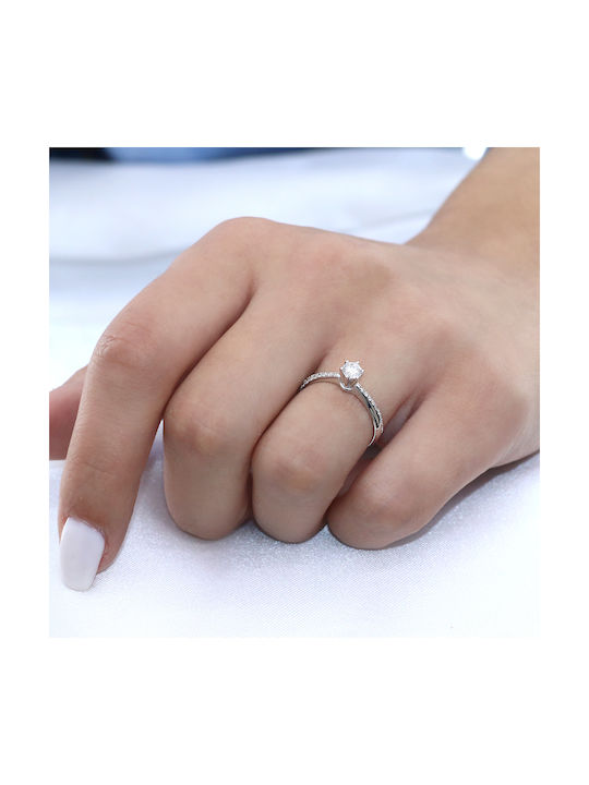 Single Stone from White Gold 18K with Diamond