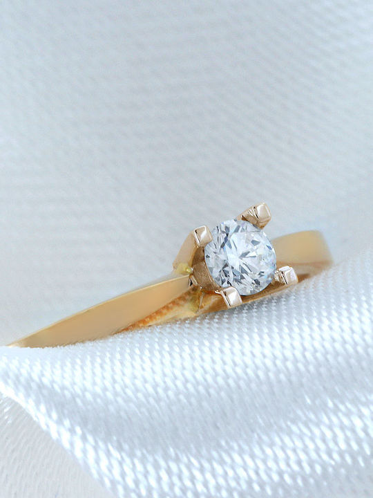 Inel Din Aur Roz 18K Cu Diamant