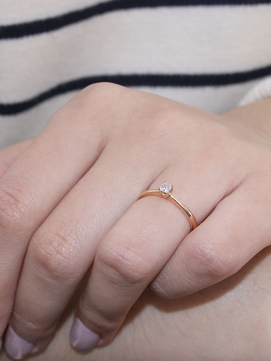 Single Stone Ring in Rose Gold 18K with Diamond