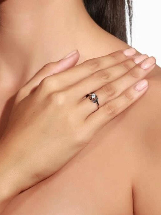 Eforo Μονόπετρο από Λευκόχρυσο 14K με Ζιργκόν