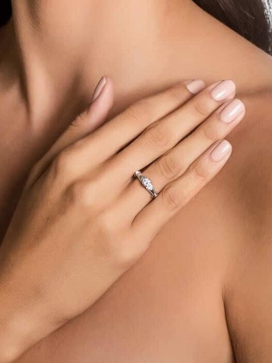 Eforo Единичен камък от Бяло злато 14K
