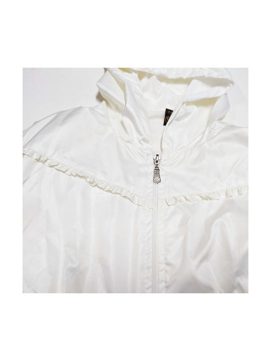 Else Windproof Girls Casual Jacket White with Ηood