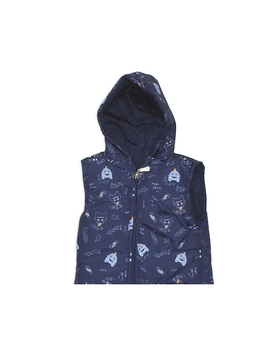 Else Boys Quilted Coat Navy Blue Sleeveless with Ηood