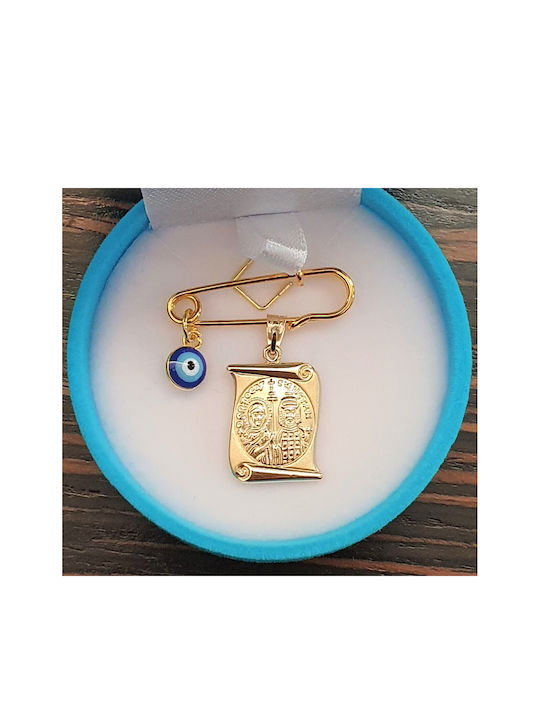 Papadopoulos Gold Kinder Sicherheitsnadel aus Gold und Weißgold 14K mit Konstantinato