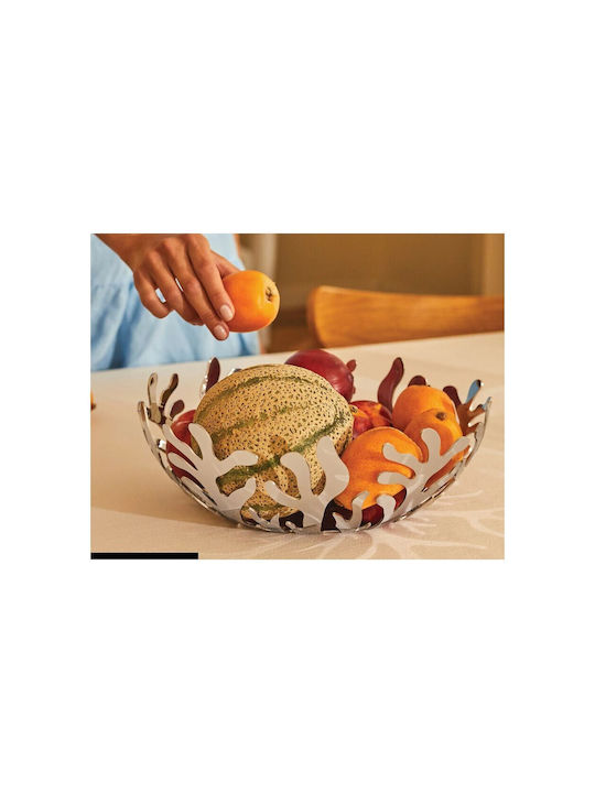 Alessi Mediterraneo Fruit Bowl Metallic Silver 21x21x9.5cm