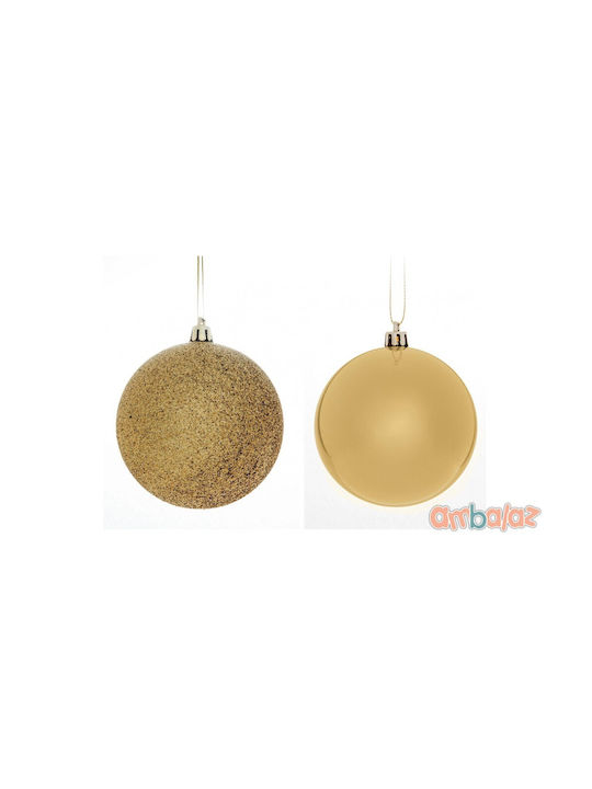 Weihnachtsbaum-Anhänger Kugel Ornament Gold 8cm Set von 6Stück