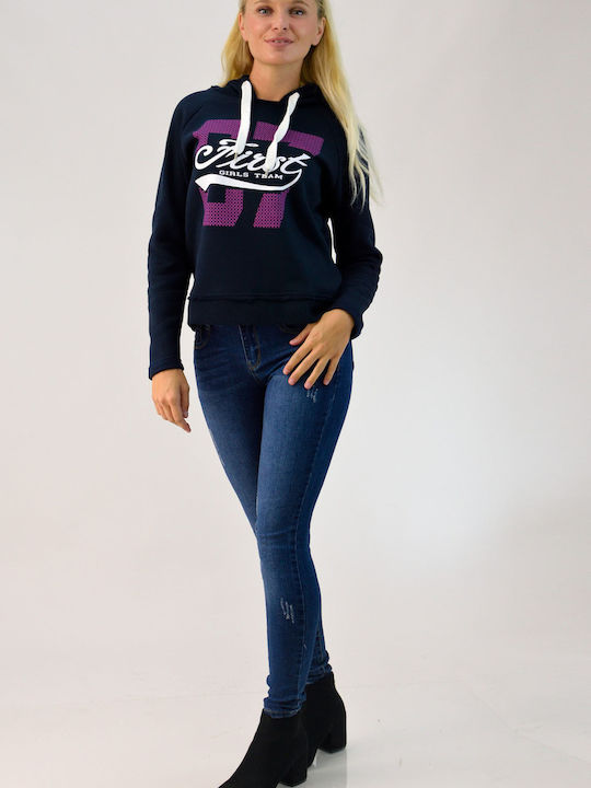 Damen Sweatshirt Kapuzen Marineblau