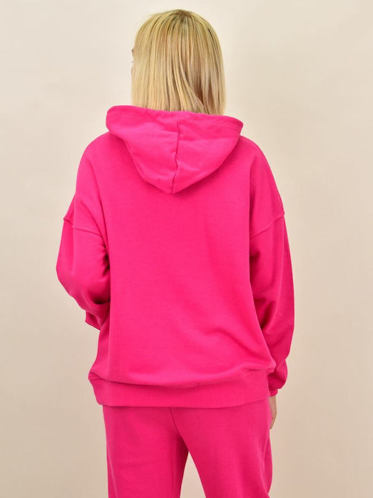 New York Long Women's Sweatshirt Hooded Fuchsia