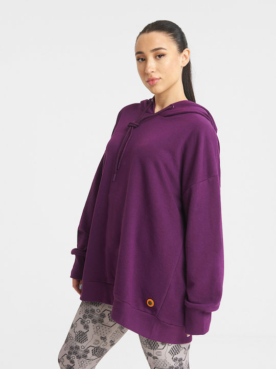 Zero Level Women's Long Hooded Sweatshirt Purple