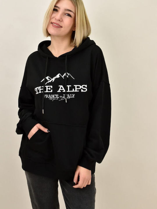 The Alps Damen Sweatshirt Kapuzen Schwarz