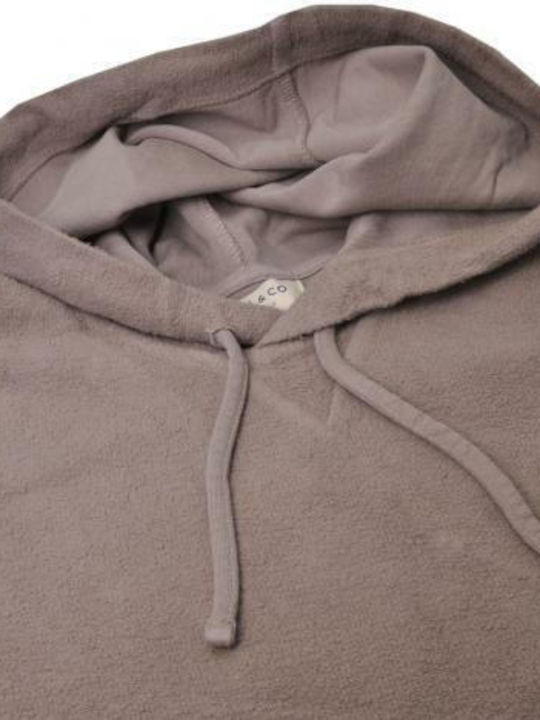 Wool & Co Wool&co 8226 Ανδρικό Φούτερ με Κουκούλα και Τσέπες Μπεζ