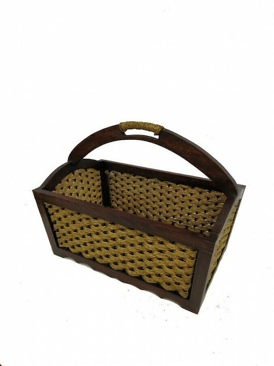 Decorative Basket Wooden with Handles Brown 38x29x46cm