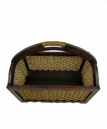 Decorative Basket Wooden with Handles Brown 38x29x46cm