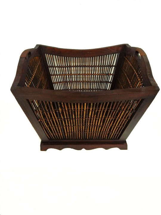 Decorative Basket Wooden with Handles Brown 42x44x49cm