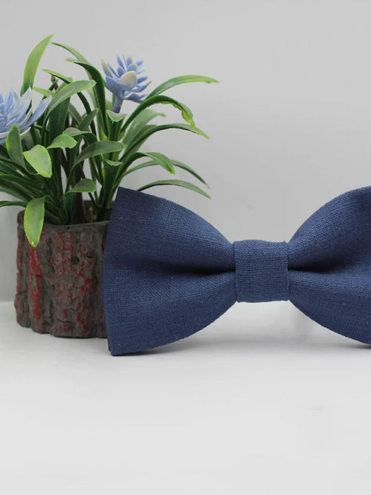 JFashion Linen Handmade Bow Tie Navy Blue JFashion Linen Handmade Bow Tie Navy Blue
