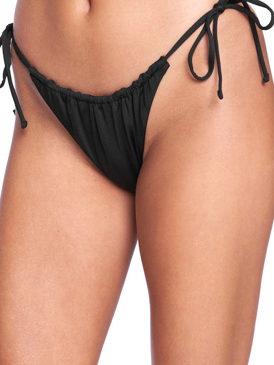 Bikini Slip mit Schnürchen Schwarz