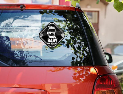 Boy Baby on Board Car Sign Black with Suction Cup