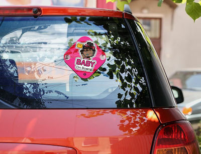 Girl Baby on Board Car Sign Pink with Suction Cup