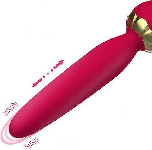 CyprusLoveShop Silicone Clit Suction Rose Thrusting Wand Vibrator Κλειτοριδικός Δονητής Ροζ