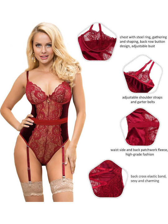 Lace Sexy Bodysuit Rot