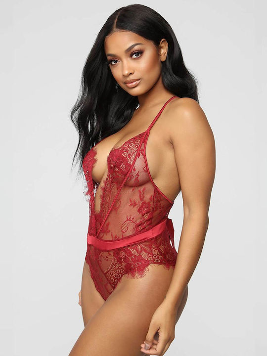 Lace Sexy Bodysuit Rot