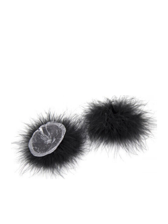 Naughty Toys Feather Round Nipple Covers Μαύρα