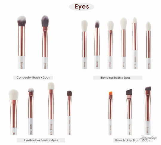 Jessup Beauty Professional Set with Makeup Brushes made of Natural Hair 15pcs