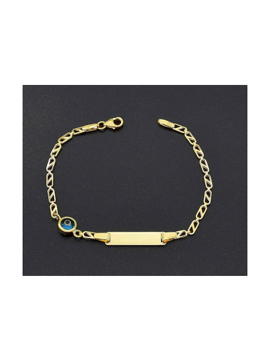 Kids Bracelet ID from Gold 9K with Evil Eye