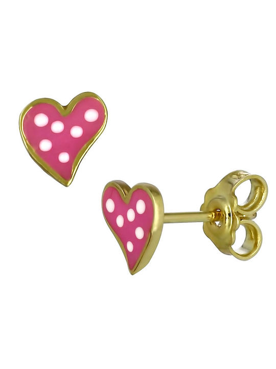 Gold Studs Kids Earrings Hearts 14K