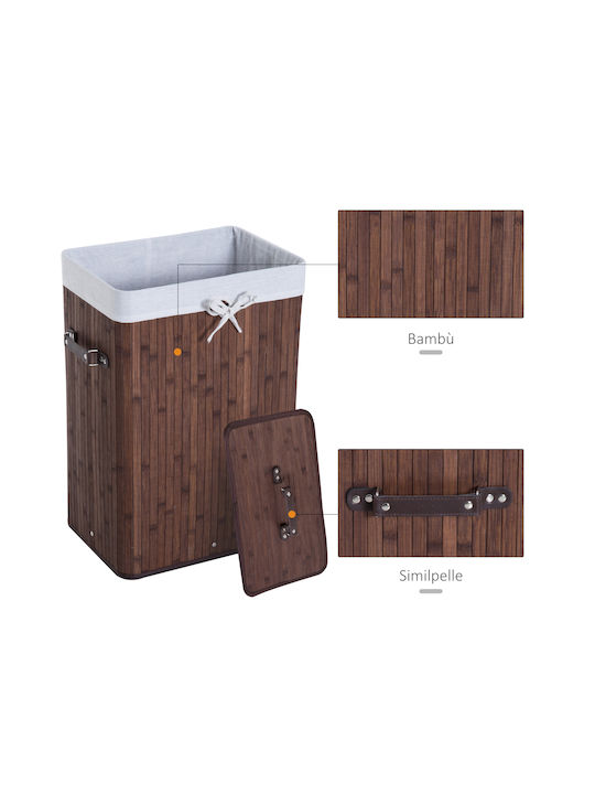 HomCom Laundry Basket Bamboo 72lt with Cap 40x30x60cm Brown