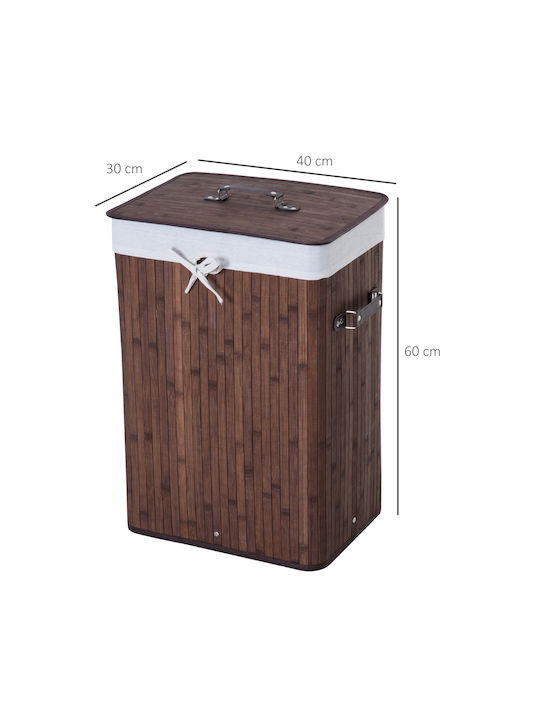 HomCom Laundry Basket Bamboo 72lt with Cap 40x30x60cm Brown