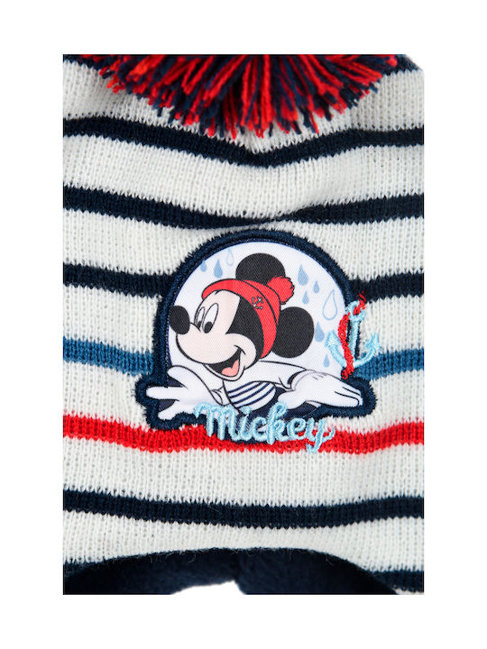 "mickey Mouse" Σετ με Γάντια Πλεκτό Λευκό