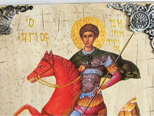 IconsGR Εικόνα Άγιος Δημήτριος Ξύλινη 30x30εκ.