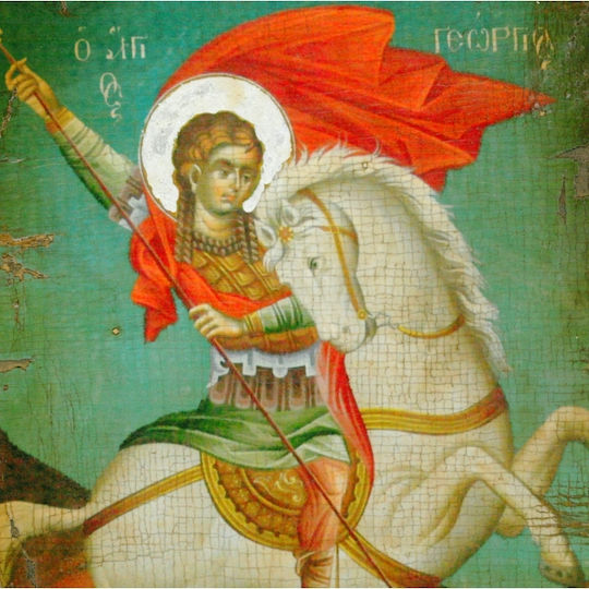 IconsGR Εικόνα Άγιος Γεώργιος Ξύλινη 25x38εκ.