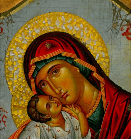 IconsGR Icoană Maica Domnului Cu Pruncul Din Lemn 21x30cm M6ΧΡΙ