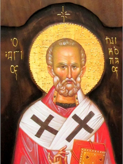 IconsGR Icoană Sfântul Nicolae Lemn 28x52cm K4NIK