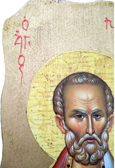 IconsGR Image St. Nicholas Wooden 16x35cm